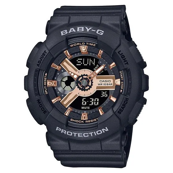 Reloj CASIO Baby-G BA-110 con bisel grande, color negro, para mujer, BA-110XRG-1AJF