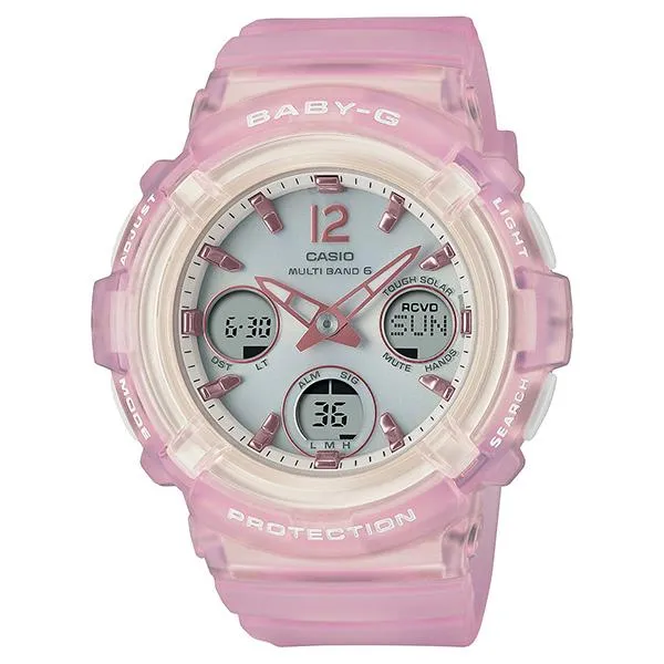 Reloj CASIO Baby-G radiocontrolado con esqueleto solar rosa para mujer BGA-2800-4AJF