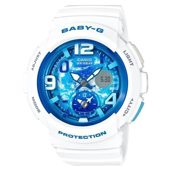 Reloj CASIO BABY-G Beach Traveler BGA-190GL-7BJF para mujer, blanco, analógico-digital, luz LED