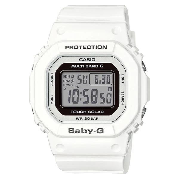 Reloj digital CASIO Baby-G blanco solar radiocontrolado para mujer BGD-5000U-7JF