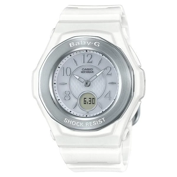 Reloj solar radiocontrolado CASIO BABY-G BGA-1050-7BJF, blanco, panel solar con dispersión de luz, hora mundial