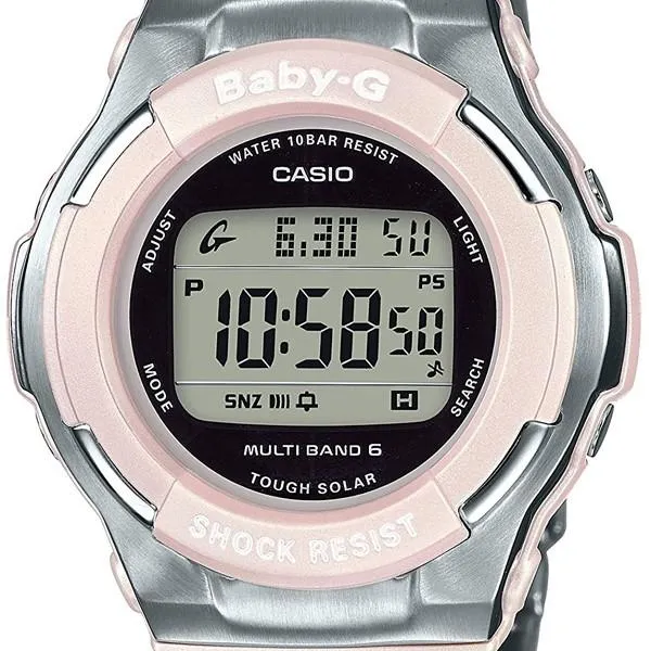 Reloj deportivo digital CASIO BABY-G BGD-1300D-4JF, solar, radiocontrolado, rosa metalizado, para mujer