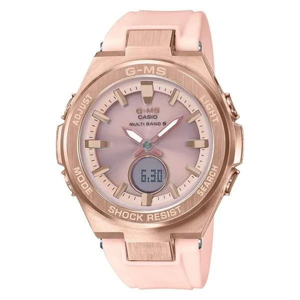 Reloj solar radiocontrolado CASIO Baby-G MSG-W200G-4AJF, dorado y rosa, para mujer