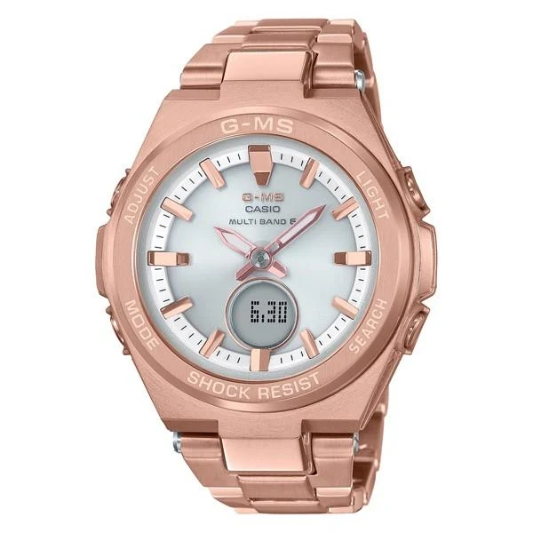 Reloj solar radiocontrolado CASIO Baby-G MSG-W200DG-4AJF con correa metálica para mujer
