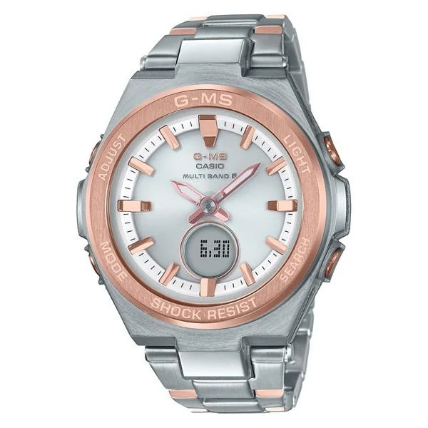 Reloj solar radiocontrolado CASIO Baby-G MSG-W200SG-4AJF con correa metálica para mujer