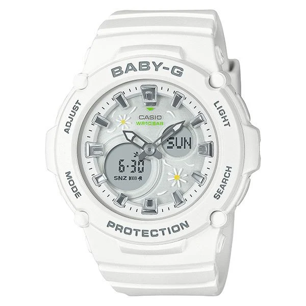 Reloj CASIO Baby-G Flower Series BGA-270FL-7AJF para mujer con esfera de margaritas blancas