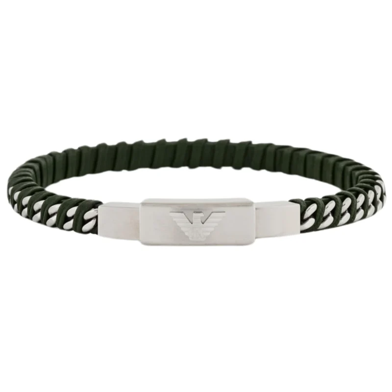 Emporio Armani Stainless Steel Leather ID Men's Bracelet EGS3320040