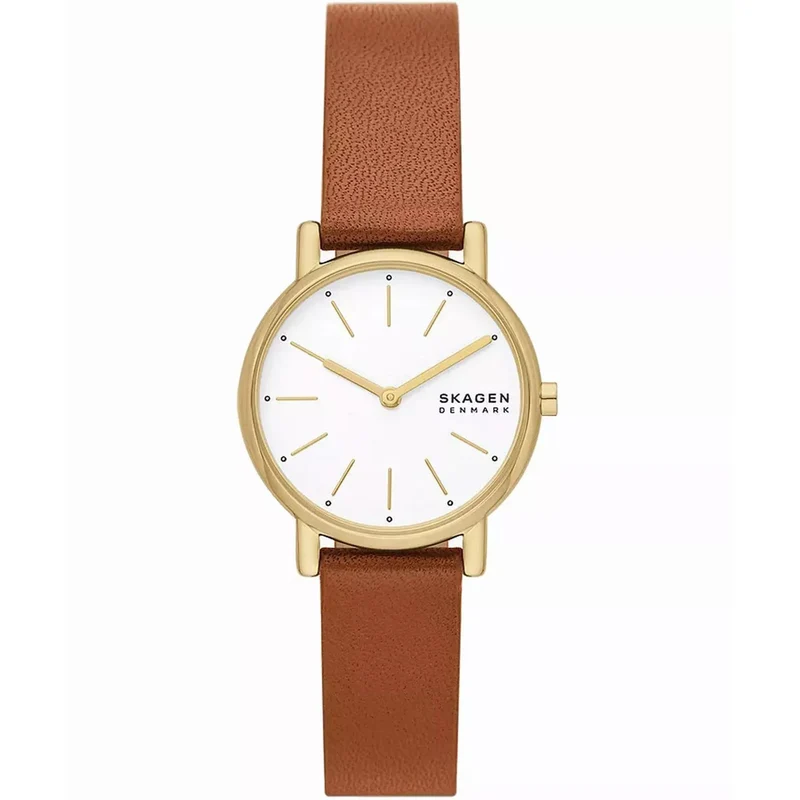 Skagen Signatur Lille 30mm White Dial Leather Ladies Quartz Watch SKW3121