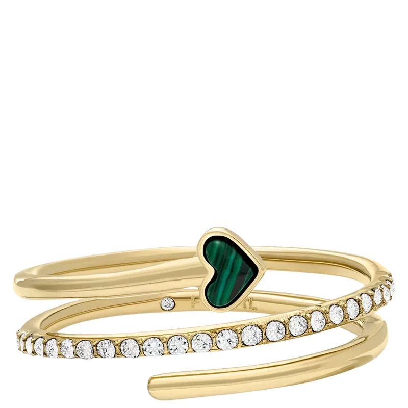 Fossil Sutton Modern Meadows Reconstituted Malachite Prestack Heart Women's Ring JF04860710