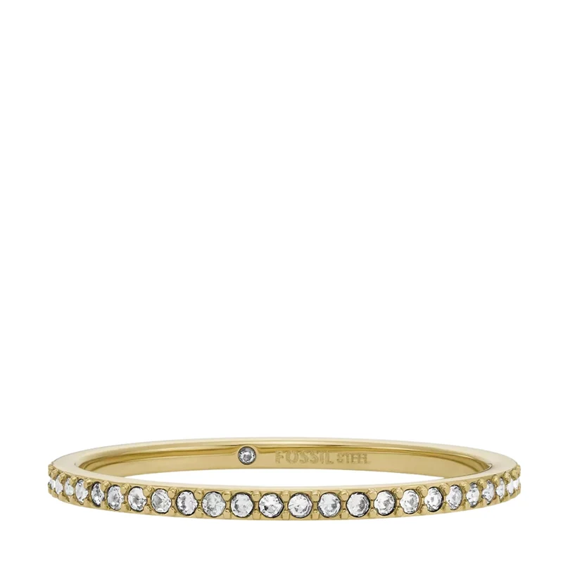 Fossil Ellis Pavé Glitz Gold-Tone Stainless Steel Band Women's Ring JF04686710
