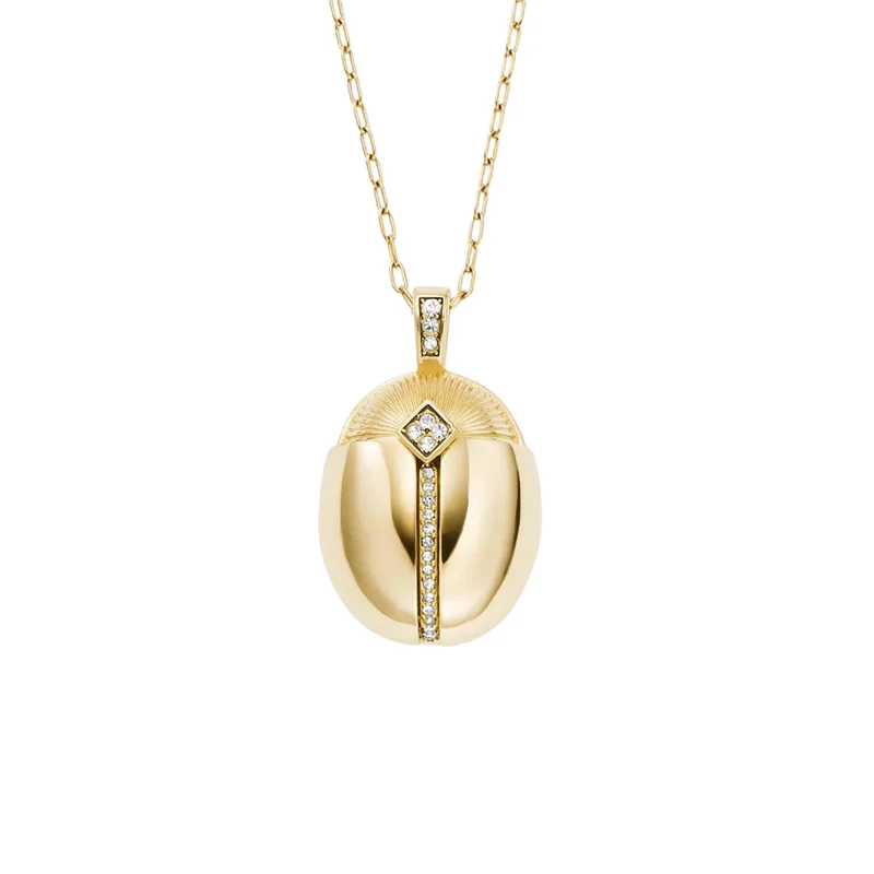 Fossil Sutton Scarab Gold-Tone Stainless Steel Pendant Women's Necklace JF04962710