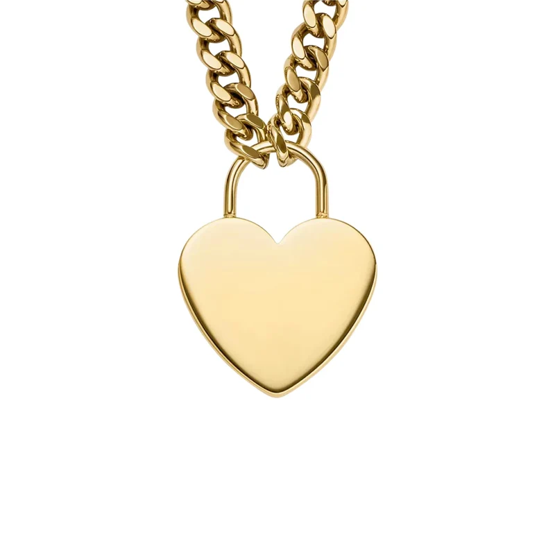 Fossil Sutton Gold-Tone Stainless Steel Heart Women's Necklace JF04958710