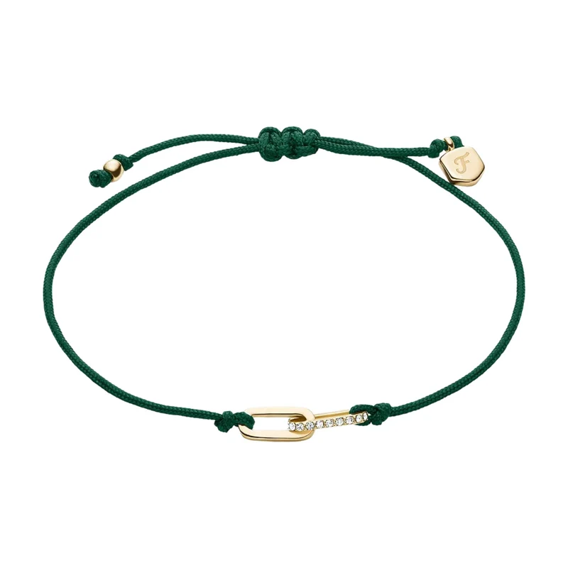 Fossil Sutton Mini Moments Green Gold-Tone Brass Pavé Link Women's Bracelet JA7311710