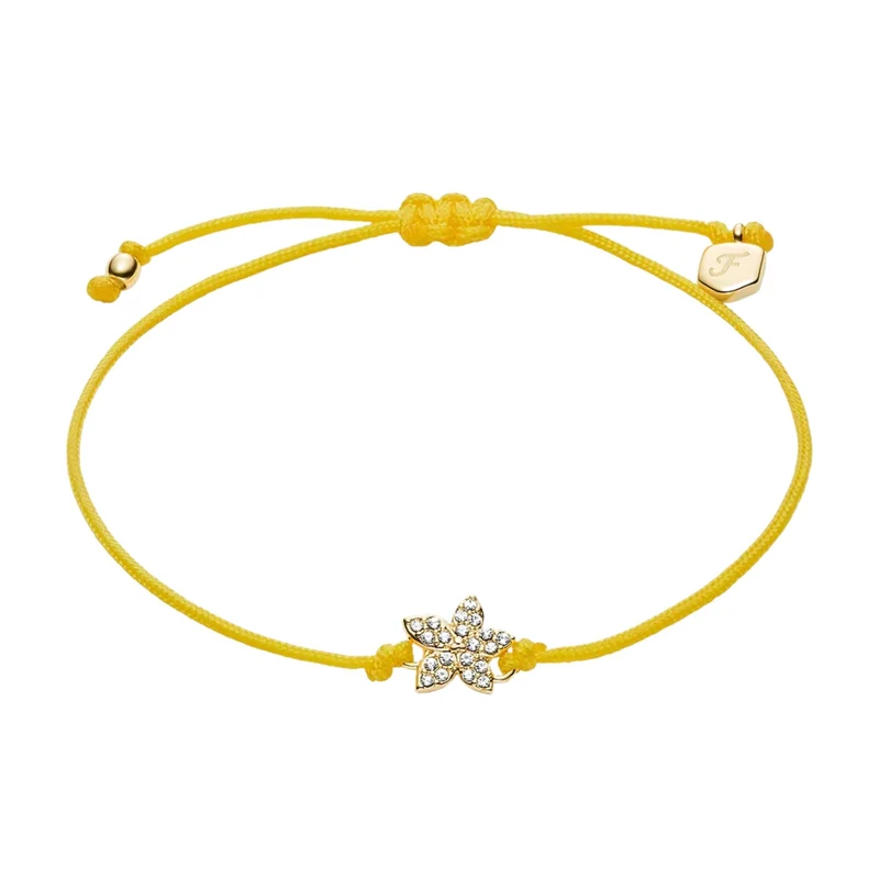 Fossil Sutton Mini Moments Yellow Gold-Tone Brass Pavé Flower Women's Bracelet JA7308710