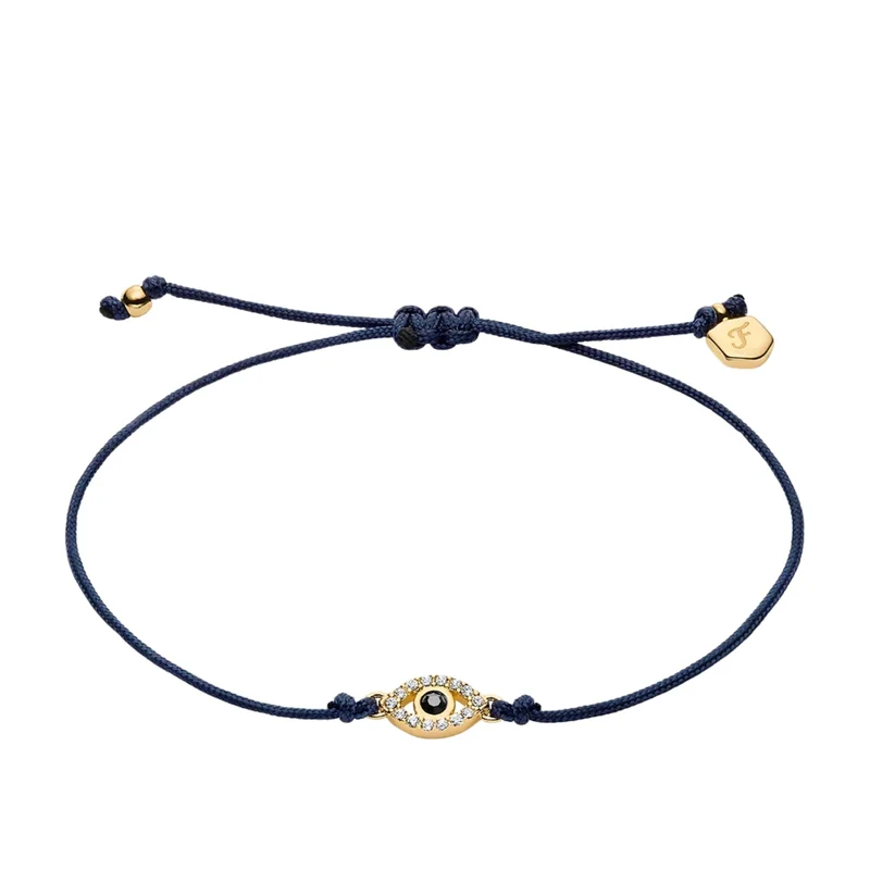 Fossil Sutton Mini Moments Midnight Blue Gold-Tone Brass Evil Eye Women's Bracelet JA7312710