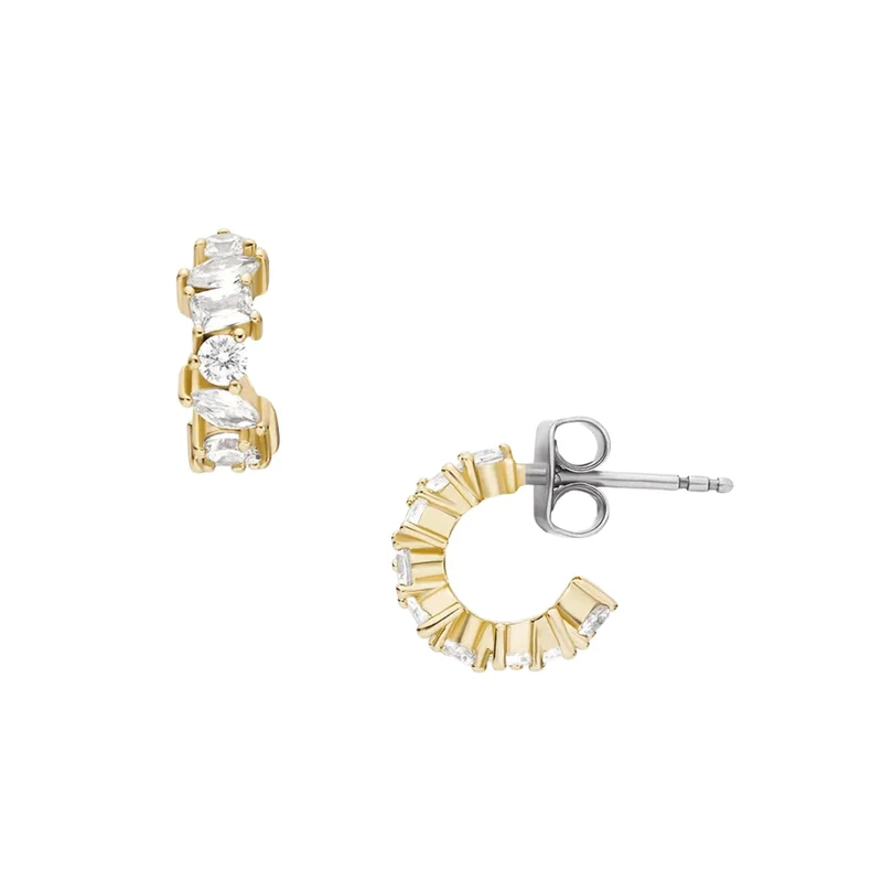 Fossil Ellis Mixed Shapes Gold-Tone Brass Hoop Women's Earrings JA7297710