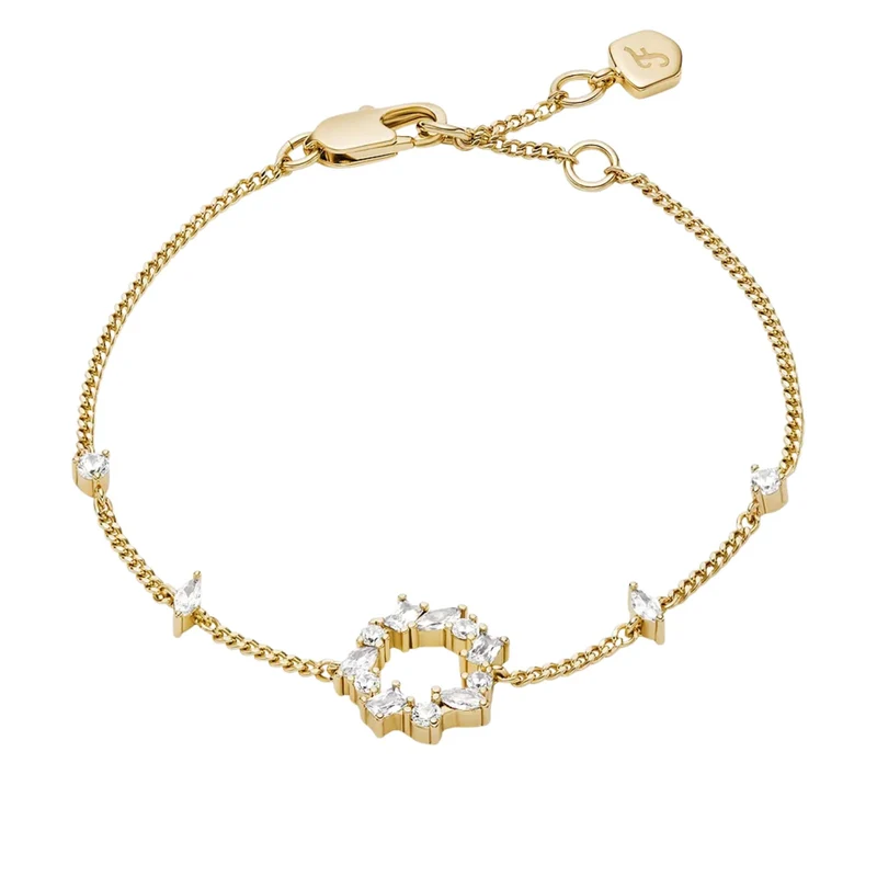 Fossil Ellis Mixed Shapes Gold-Tone Brass Station Women's Bracelet JA7296710