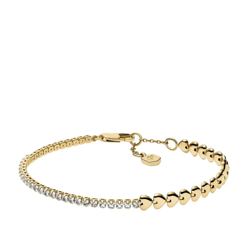 Fossil Sutton Love-All Gold-Tone Brass Heart Link Tennis Women's Bracelet JA7303710