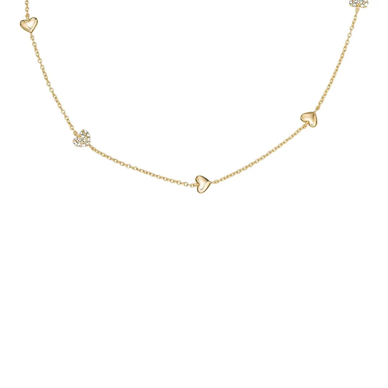 Fossil Sutton Heartbeat Gold-Tone Brass Station Women's Necklace JA7298710