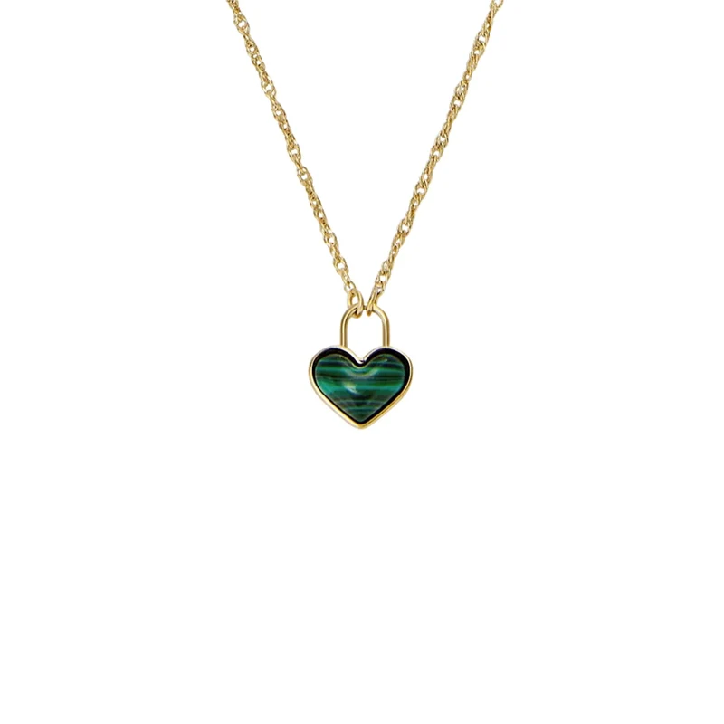 Fossil Sutton Modern Meadows Reconstituted Malachite Heart Pendant Women's Necklace JF04857710