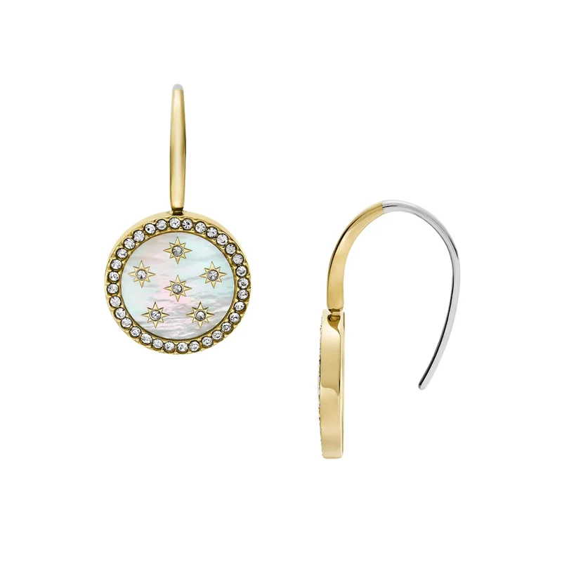 Fossil Merrit Classic Mother-of-Pearl Gold-Tone Stainless Steel Drop Women's Earrings JF04867710