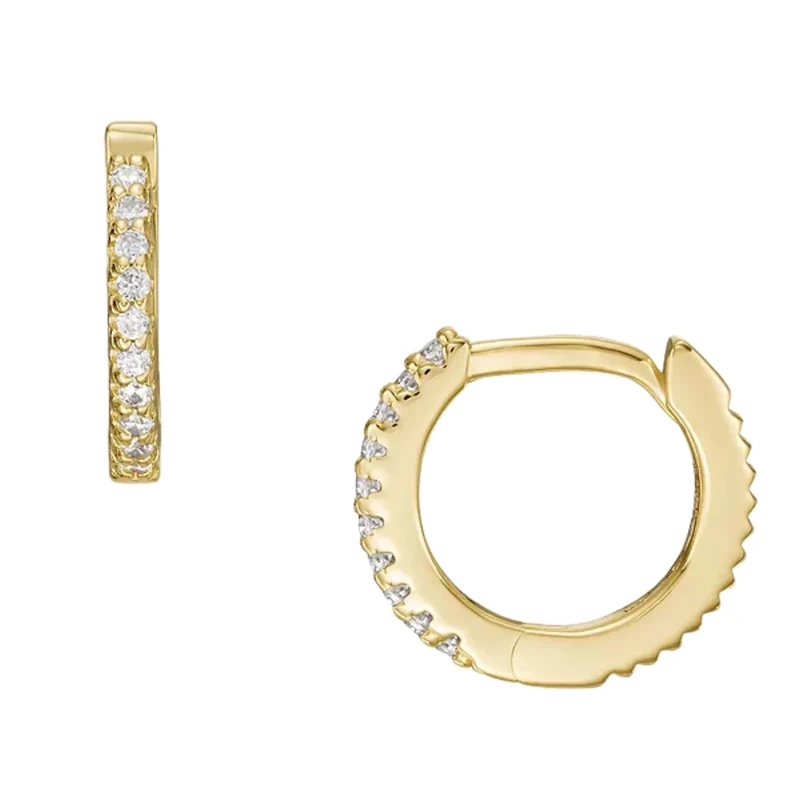 Fossil Ellis Pavé Glitz Gold-Tone Sterling Silver Hoop Women's Earrings JFS00630710