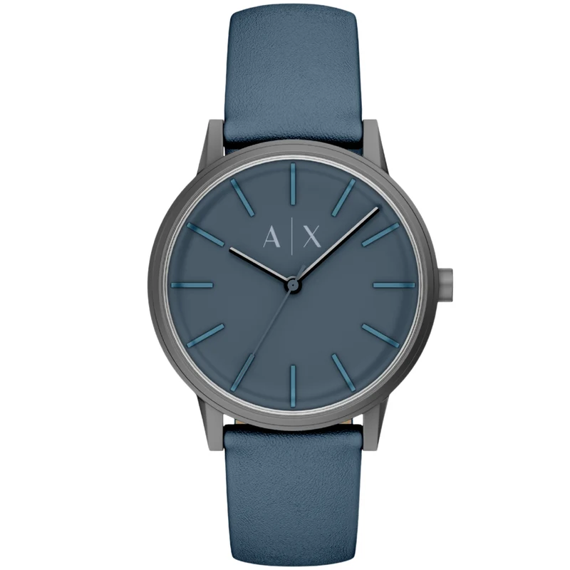 Armani Exchange Cayde 42mm Blue Dial Leather Mens Quartz Watch AX2767