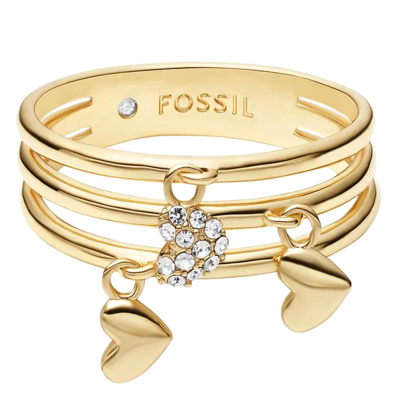 Fossil Sutton Heartbeat Gold-Tone Brass Prestack Women's Ring JA7304710