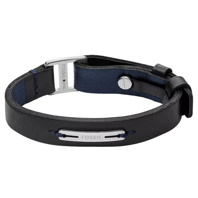Fossil Machine Rugged Midnight Blue and Black Leather Strap Men's Bracelet JF04964040