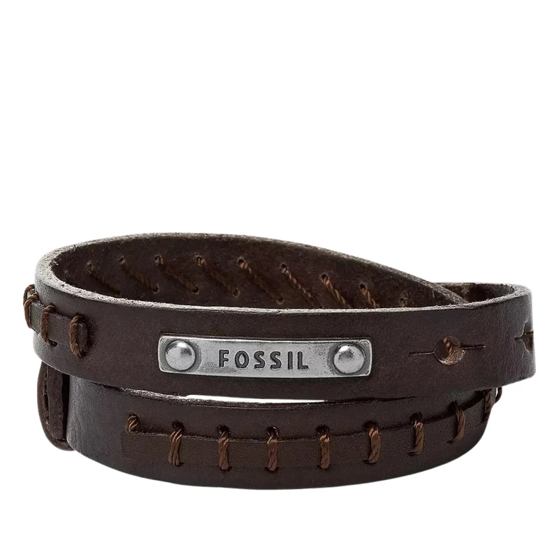 Fossil Bronson Vintage Casual Brown Double-Wrap Leather Men's Bracelet JF87354040