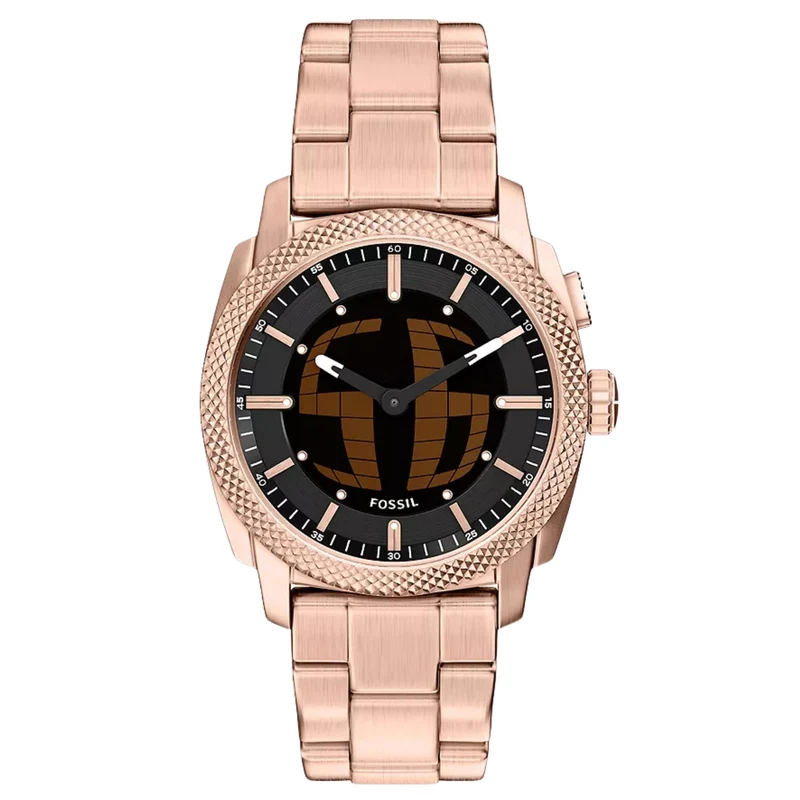 Fossil Machine 41mm Black Dial Steel Mens Digi-Analogue Watch FS6158