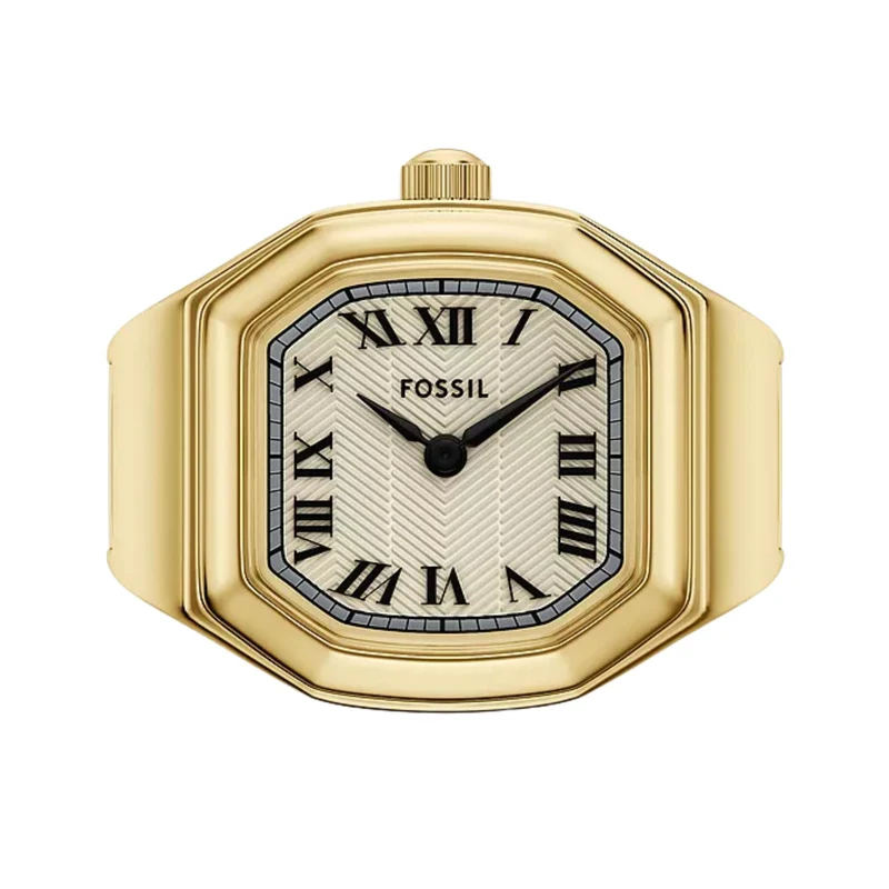 Fossil Harlow 16mm Cream Dial Steel Ladies Quartz Ring Watch ES5446