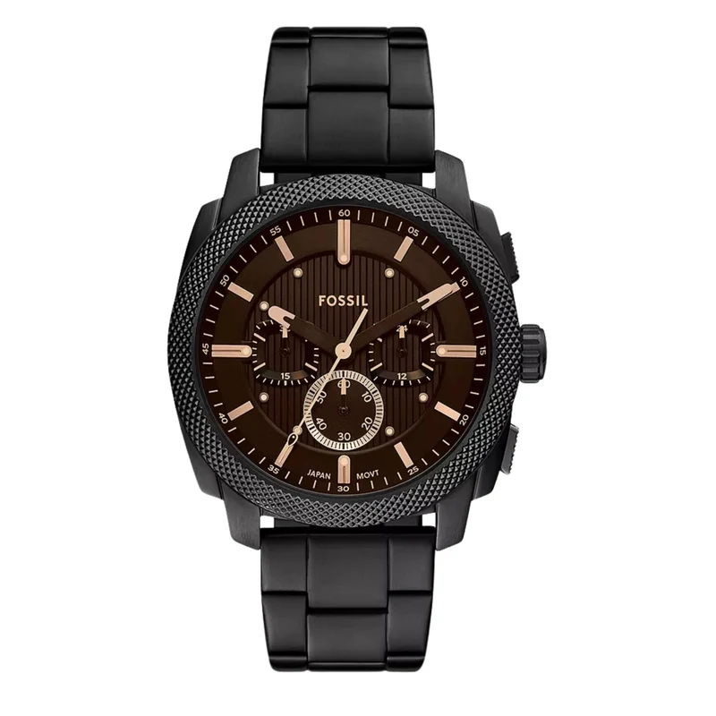 Fossil Machine 44mm Chronograph Black Dial Steel Mens Quartz Watch FS6097