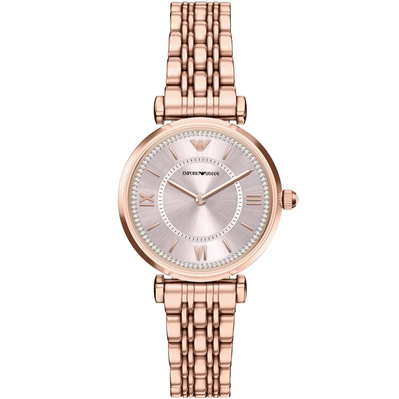 Emporio Armani Gianni 32mm Light Pink Dial Steel Ladies Quartz Watch AR11767