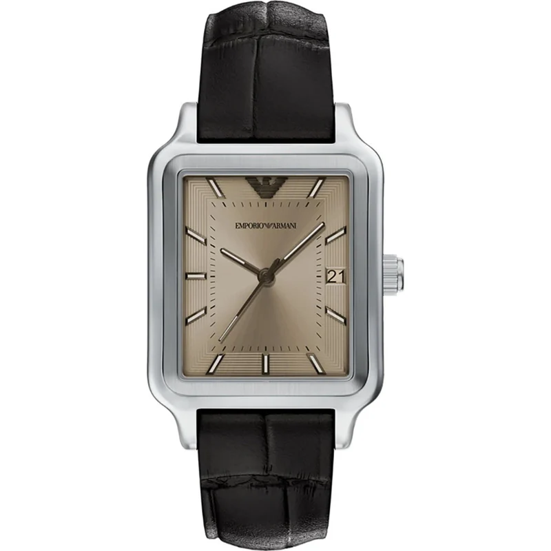Emporio Armani Diego 36mm Beige Dial Leather Mens Quartz Watch AR11756