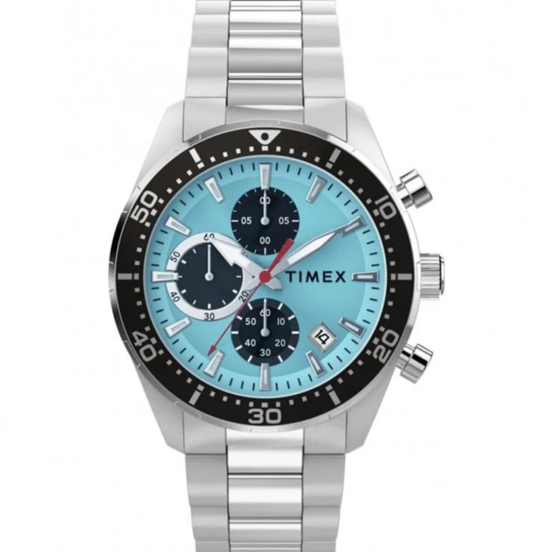 Timex Ridgefield 42mm Chronograph Blue Dial Steel Mens Quartz Watch TW2Y62200