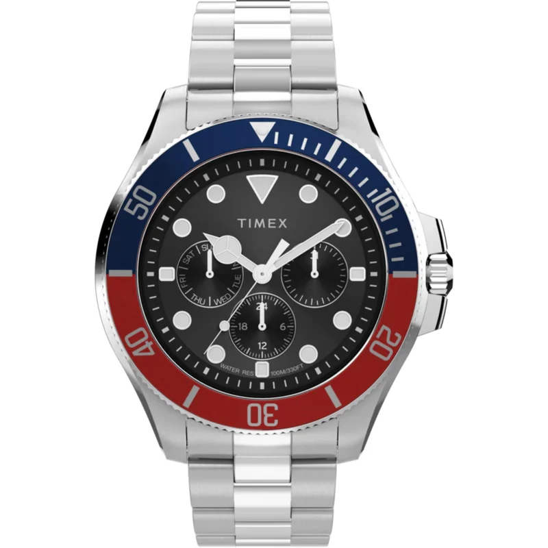 Timex Harborside Coast 43mm Black Dial Steel Mens Quartz Watch TW2Y33300