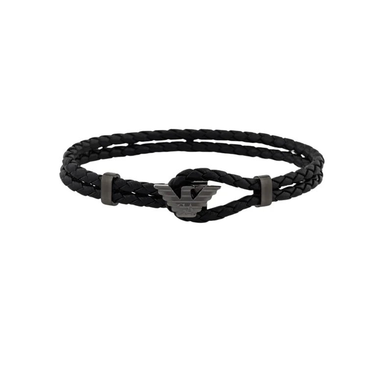 Emporio Armani Gunmetal Leather ID Men's Bracelet EGS3322060