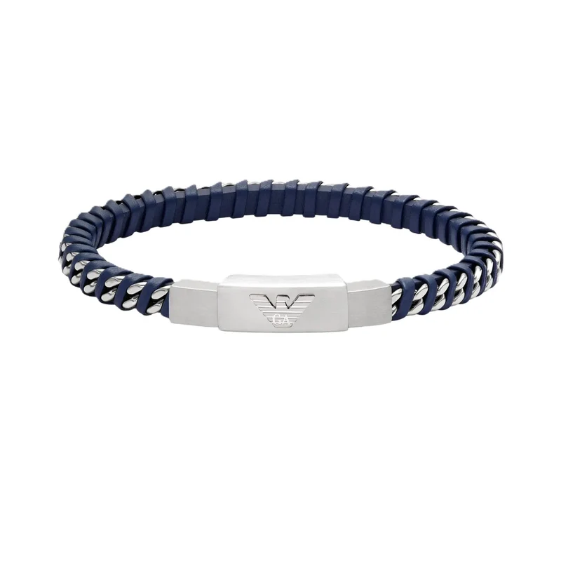 Emporio Armani Stainless Steel Leather ID Men's Bracelet EGS3319040