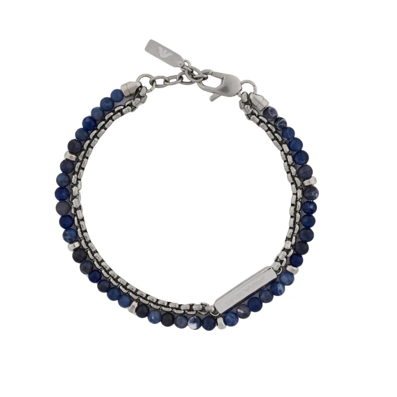 Emporio Armani Stainless Steel and Natural Sodalite ID Men's Bracelet EGS3323040
