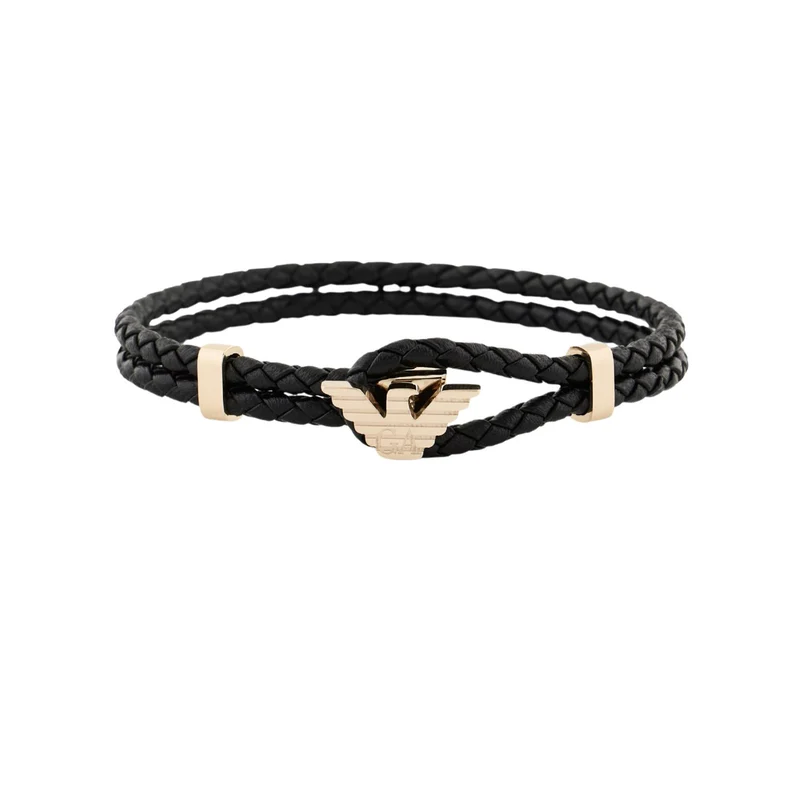 Emporio Armani Gold-Tone Leather ID Men's Bracelet EGS3321710