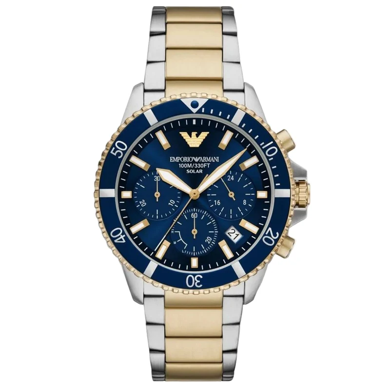 Emporio Armani World Explorer 43mm Chronograph Blue Dial Steel Mens Quartz Watch AR11740