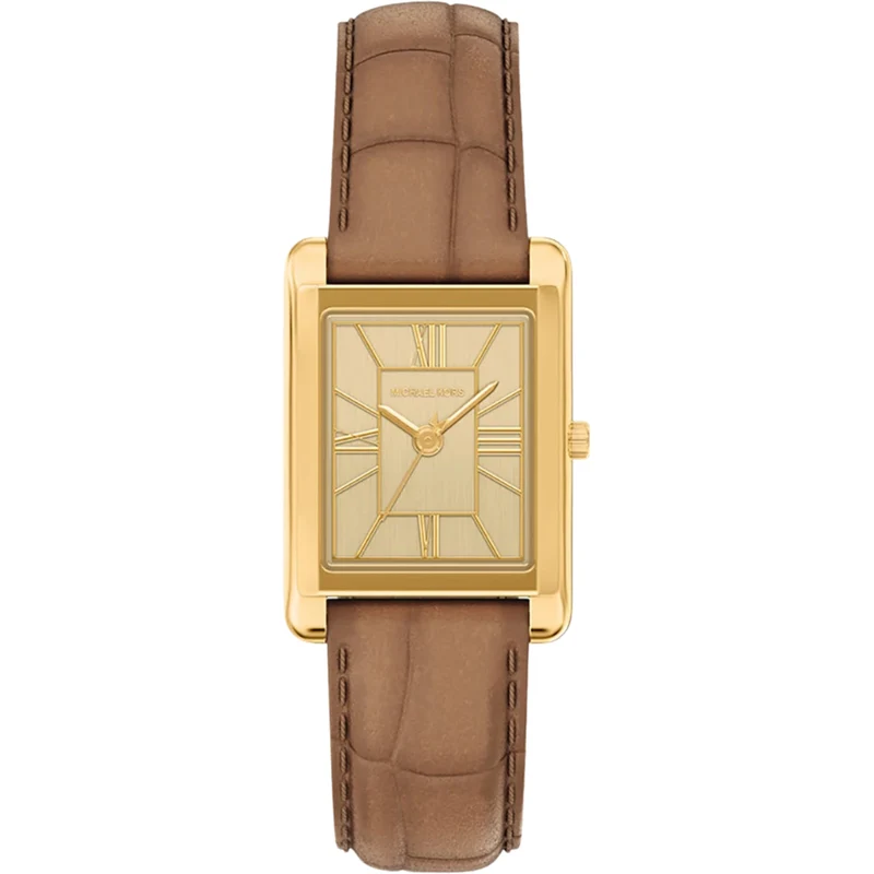 Michael Kors Essex 26mm Gold Dial Leather Ladies Quartz Watch MK7584