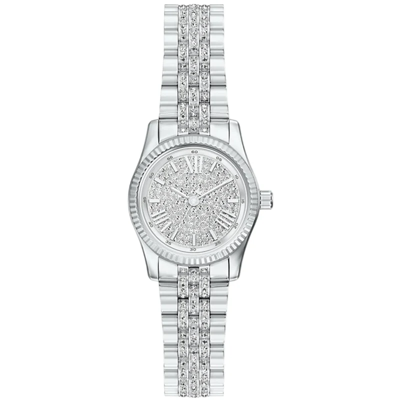 Michael Kors Petite Lexington Pave Silver Crystal Dial Steel Strap Women's Watch MK7577