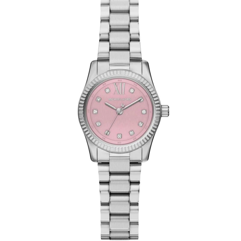 Michael Kors Petite Lexington Pavé Pink Dial Steel Strap Women's Watch MK4996