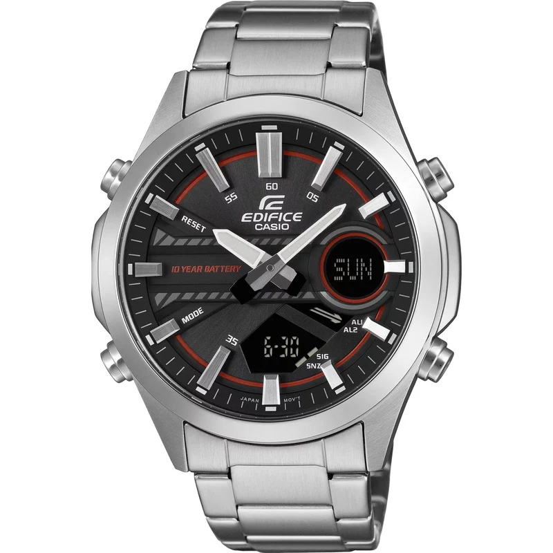 Casio Edifice Ana-Digi Black Dial Steel Strap Men's Watch EFV-C120D-1A4EF