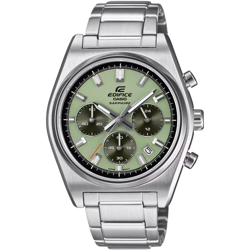 Casio Edifice 40mm Chronograph Green Dial Steel Mens Quartz Watch EFB-730D-3AVUEF