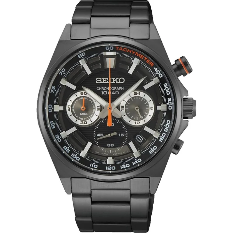 Seiko Essentials 41mm Chronograph Black Dial Steel Mens Quartz Watch SSB399P1