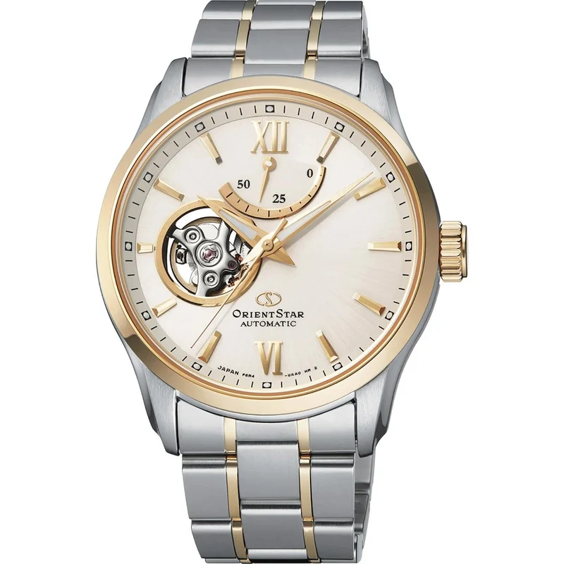 Orient Star Semi Skeleton 39mm Power Reserve White Dial Steel Mens Automatic Watch RE-AT0004S00B