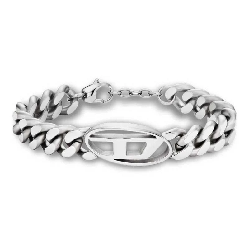 Diesel D Logo Stainless Steel Chain Men's Bracelet DX1432040
